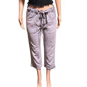 Pulp women mid rise tencel crop capris pants L